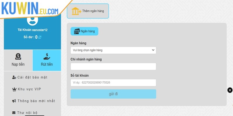Rút tiền Kuwin rất đơn giản nhờ vào các phương thức tiện lợi